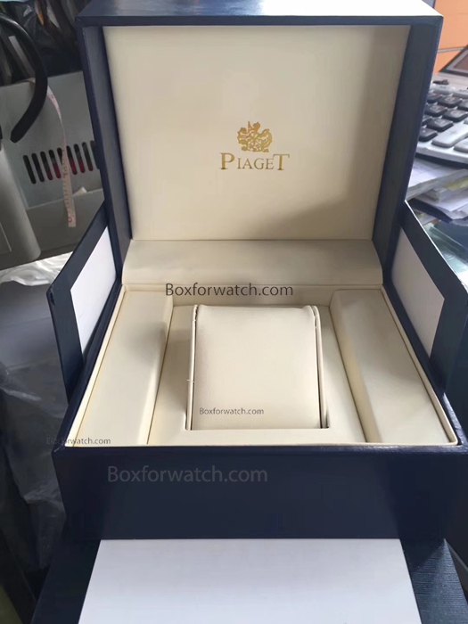 Copy Piaget Blue Leather Watch Box Wholesale - Milky white Insid